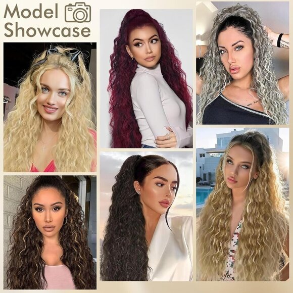 Clip-In Ponytail Extension Curly Wavy Synthetic 30 Inch Long Hairpiece